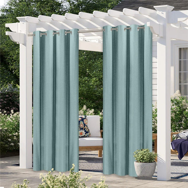 Blågrønt udendørs gardin til pavillon