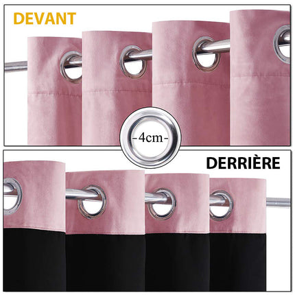 Lyserødt mørklægningsgardin i blødt velour