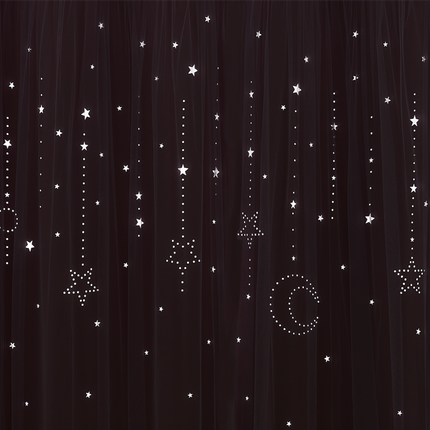 Hvidt dobbeltgardin med stjerner til børn