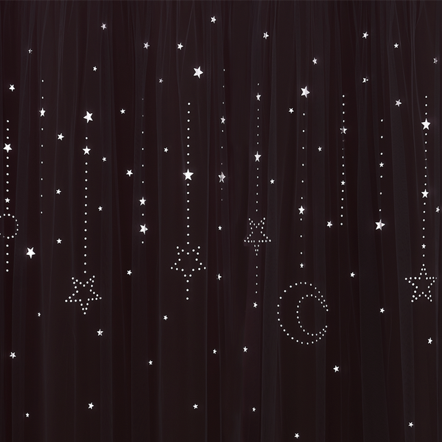 Hvidt dobbeltgardin med stjerner til børn