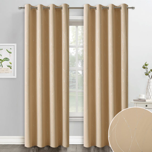 Cremefarvet mørklægningsgardin med sølvtråde