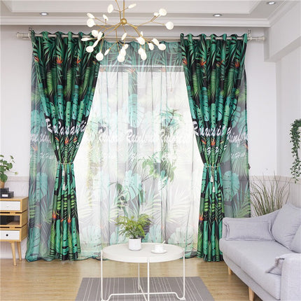 Gardinsæt med tropisk jungle motiv