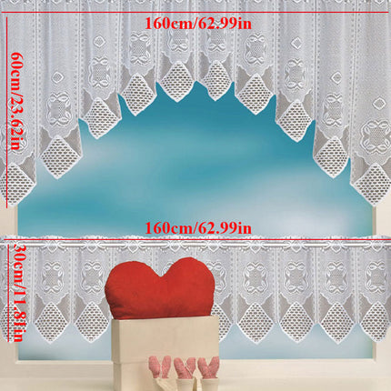 Køkkengardin i blonder med buekant