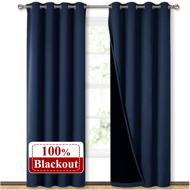 Mørkeblåt mørklægningsgardin 100% blackout