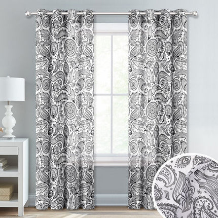 Let gardin med brunt paisley-mønster