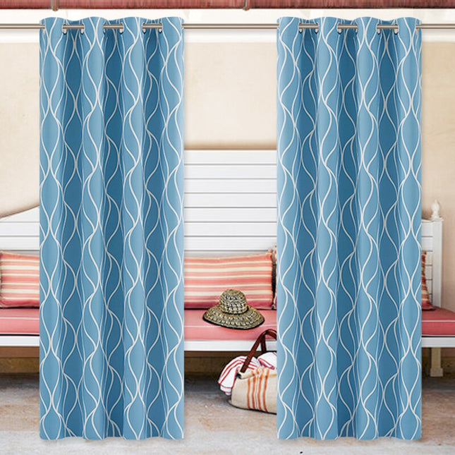 Lyst udendørs gardin med bølgemønster