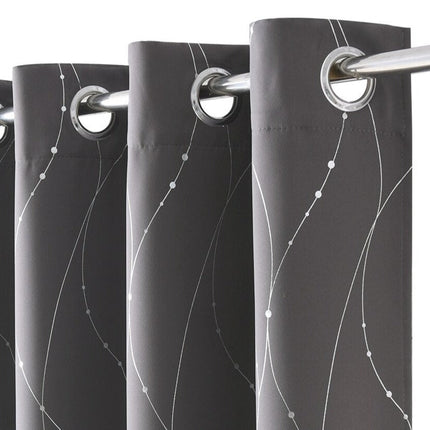 Gråt mørklægningsgardin med sølvtråde