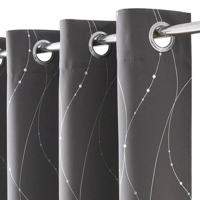 Gråt mørklægningsgardin med sølvtråde