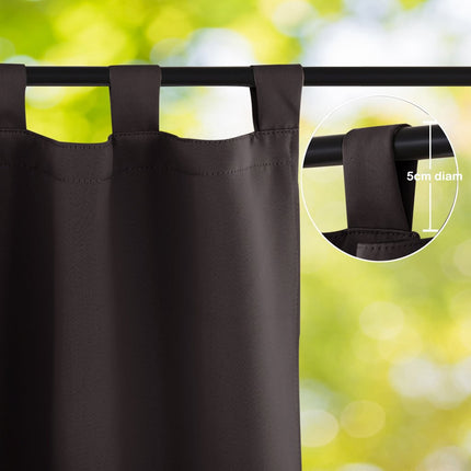 Vandtæt brunt udendørs gardin med øjer