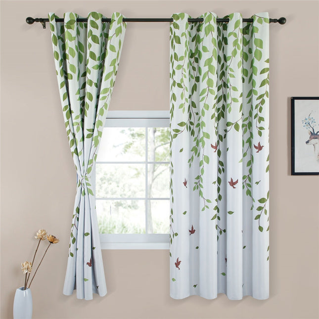 Gardin med motiv af grønne blade