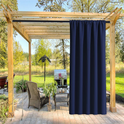 Mørkeblåt vandafvisende gardin til udendørs brug