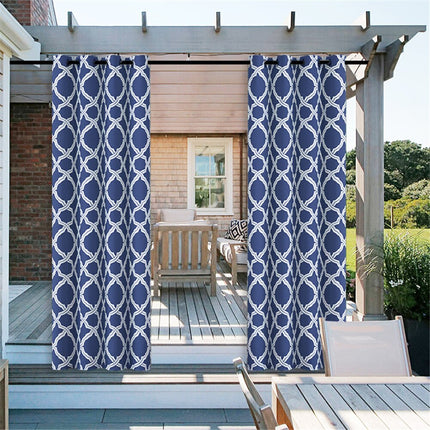 Gråt udendørs gardin med marokkansk mønster