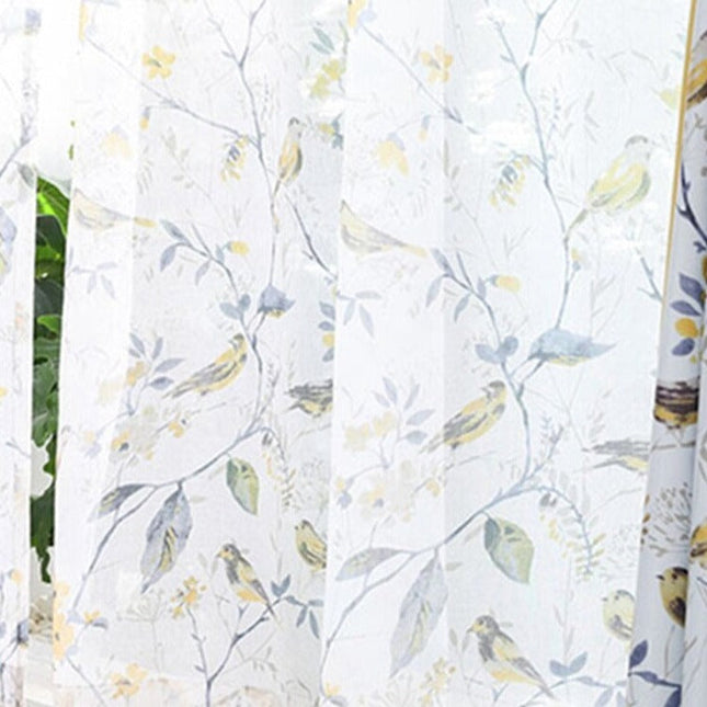 Gardin med botanisk fuglemotiv