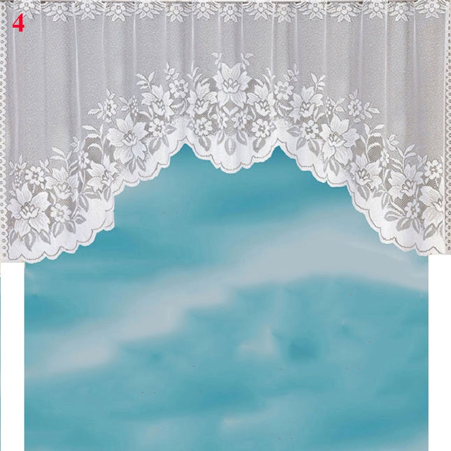 Køkkengardin i blonder med buekant