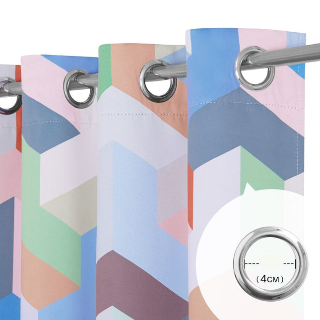 Farverigt udendørs gardin med geometrisk mønster