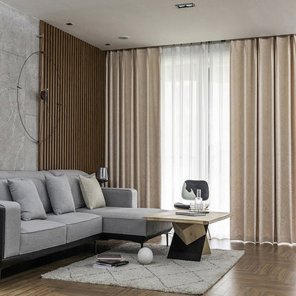 Brunt mørklægningsgardin med bølget mønster