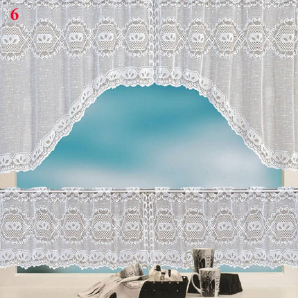 Køkkengardin i blonder med buekant