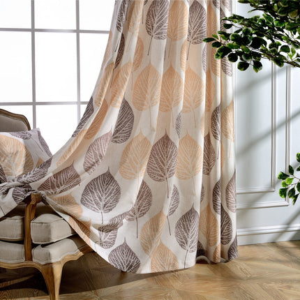 Gardin med mønster af efterårsblade