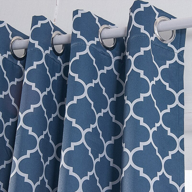 Blåt gardin med marokkansk mønster