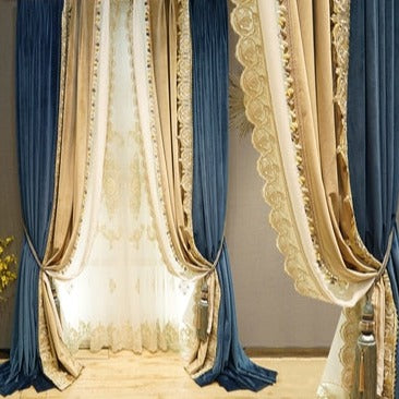 Luksus blåt velour mørklægningsgardin