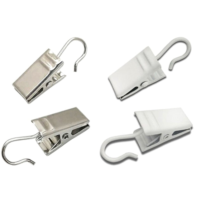 Gardinklemmer med kroge i metal