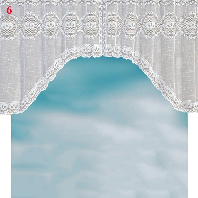 Køkkengardin i blonder med buekant