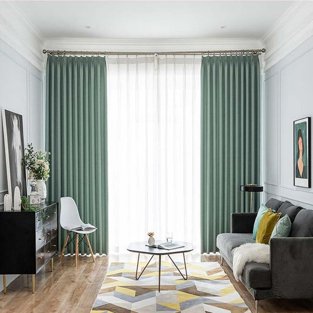 Mintgrønt mørklægningsgardin med fin struktur