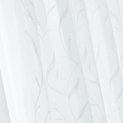 Tyndt gardin i hørlook med blade