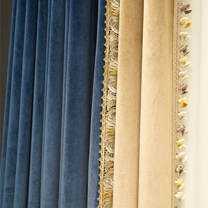 Luksus blåt velour mørklægningsgardin