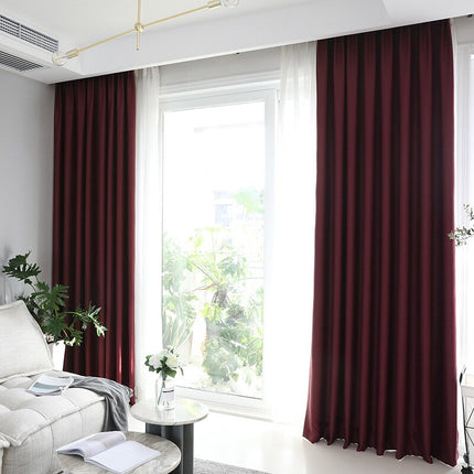 Vinrødt mørklægningsgardin i velour look