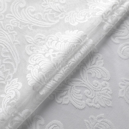 Hvidt elegant voile gardin med damaskmønster