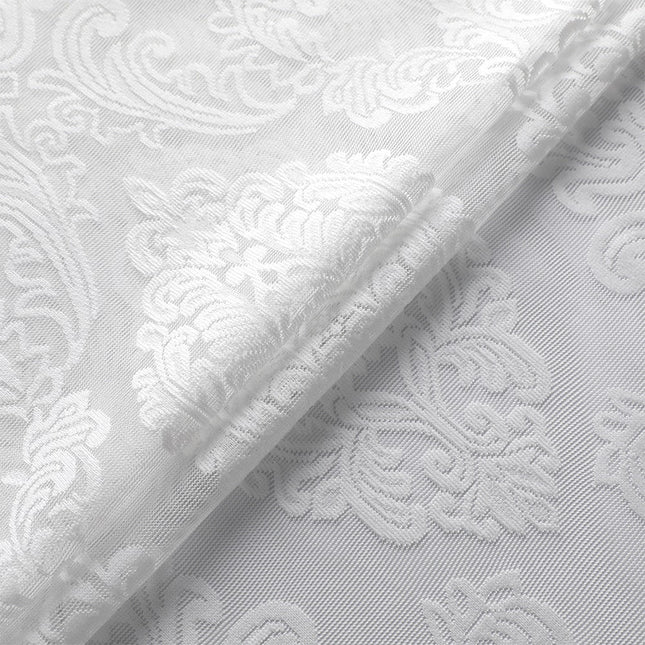 Hvidt elegant voile gardin med damaskmønster