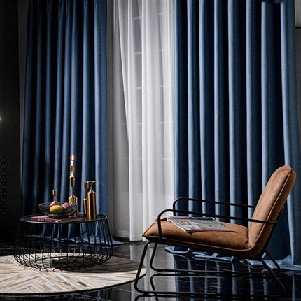 Kraftigt gardin i hørlook-stof