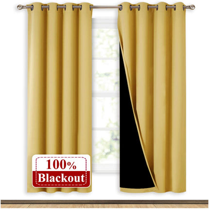 Ensfarvet gult mørklægningsgardin til værelset