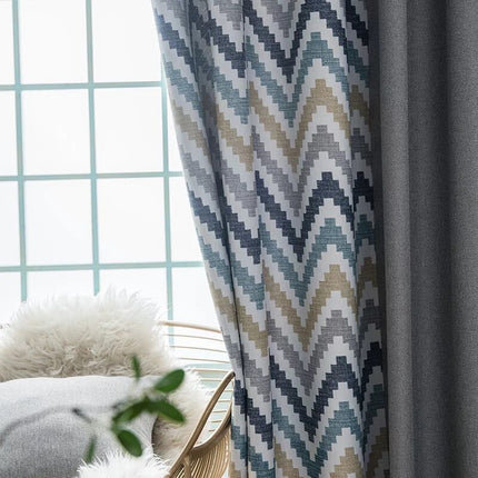 Moderne mørklægningsgardin med chevron mønster