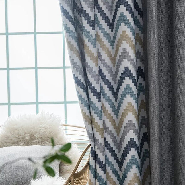 Moderne mørklægningsgardin med chevron mønster