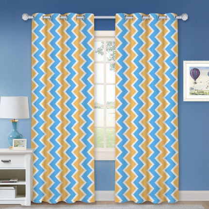 Børnegardin med lyserødt chevron mønster