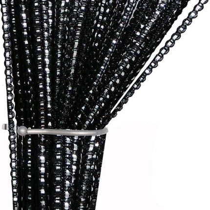 Transparent gardin med vævede striber