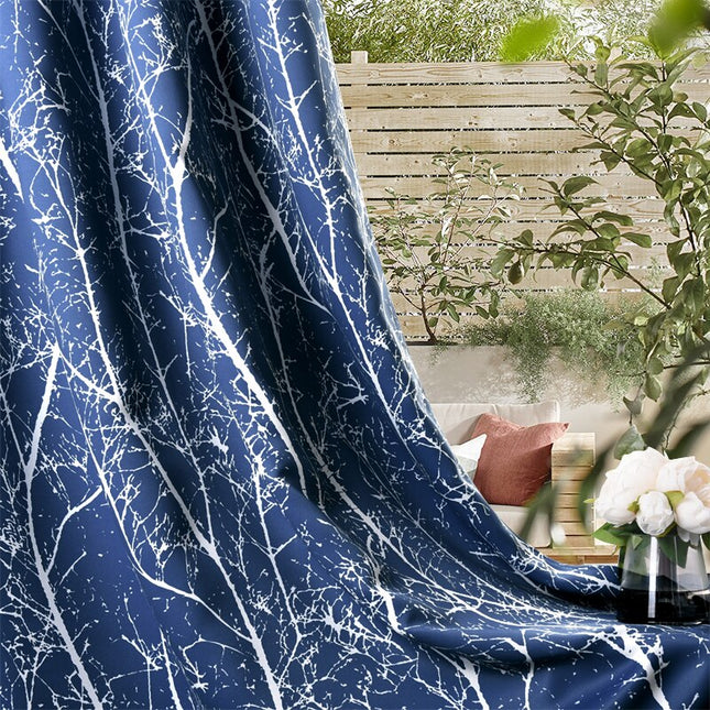 Udendørs gardin med abstrakt træmønster