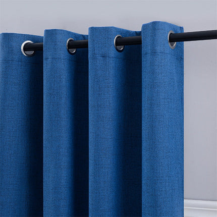 Kongeblåt mørklægningsgardin i lærredslook