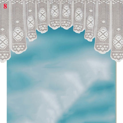 Køkkengardin i blonder med buekant