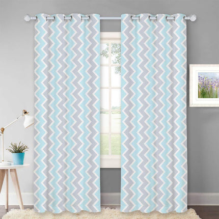 Børnegardin med lyserødt chevron mønster