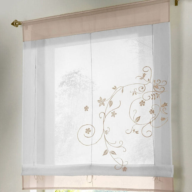 Foldegardin med elegant blomsterbroderi