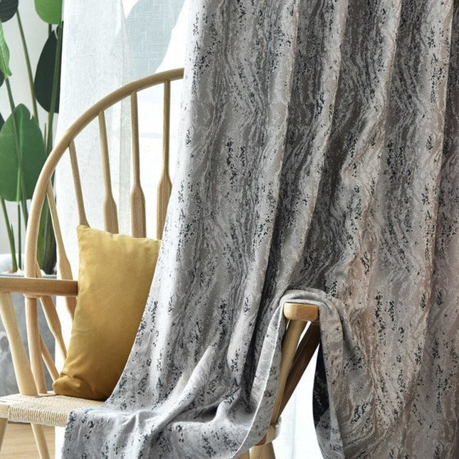 Mørklægningsgardin med unikt marmoreret mønster