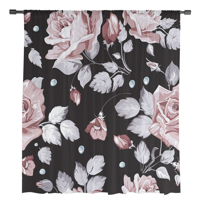 Transparent gardin med store roser