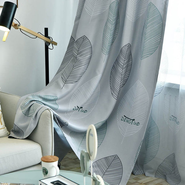 Lystæt gardin med moderne bladmotiv