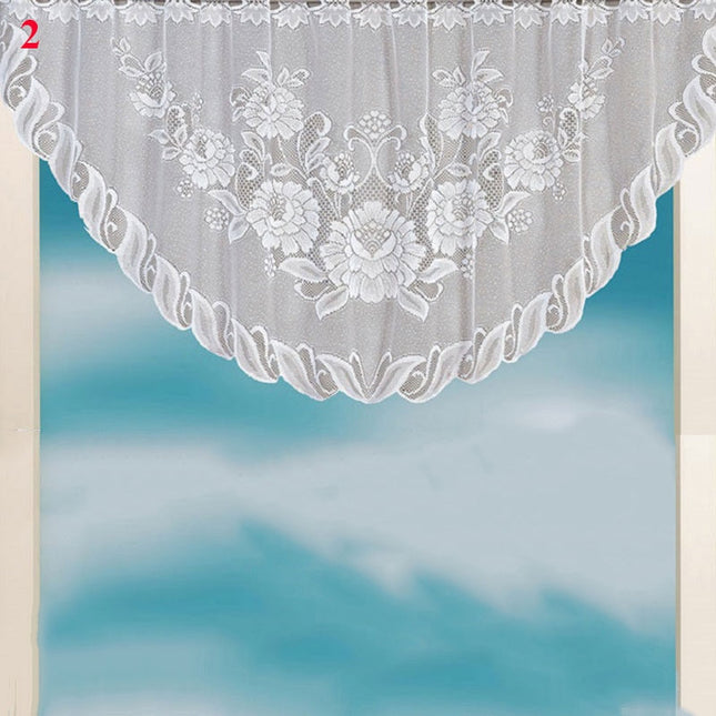 Køkkengardin i blonder med buekant