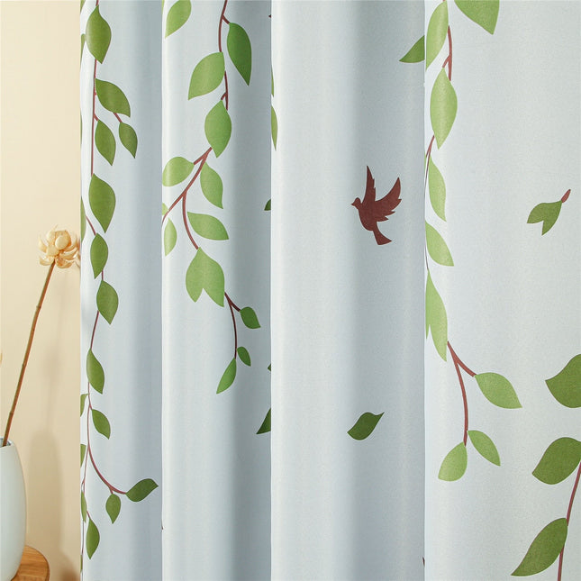 Gardin med motiv af grønne blade