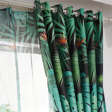 Gardinsæt med tropisk jungle motiv