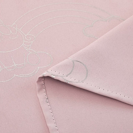 Lyserødt børnegardin med sølv enhjørninge